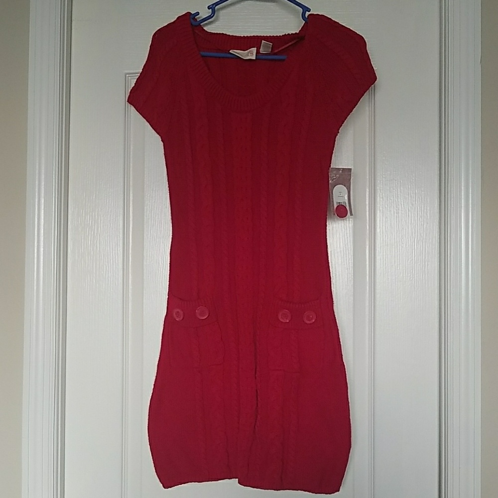 🌺 Red short sleeve Sweater Dress